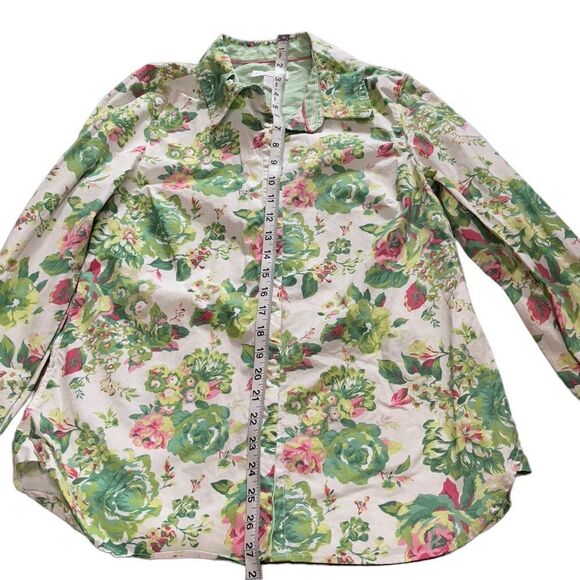 Charter Club Green Floral Button Down Shirt Size Medium - Picture 8 of 13